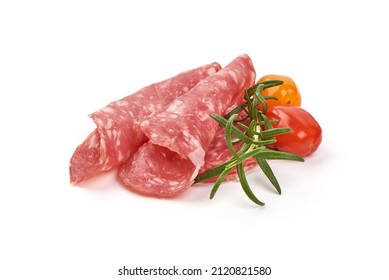 Salami Milano, Traditional Air Dried Sausage, Isolated On White Background