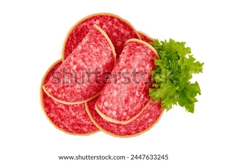 Salami smoked sausage, isolated on white background. High resolution image.