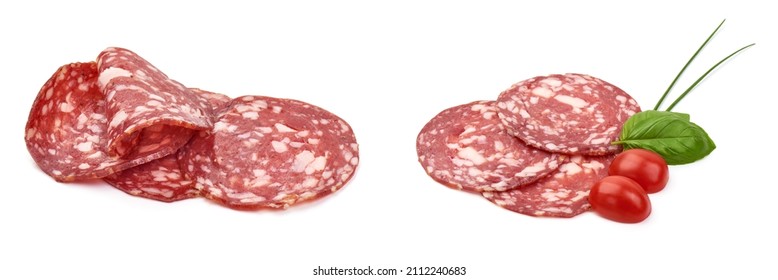 Salami Smoked Sausage, Traditional Dry-cured Milano Salami, Isolated On White Background