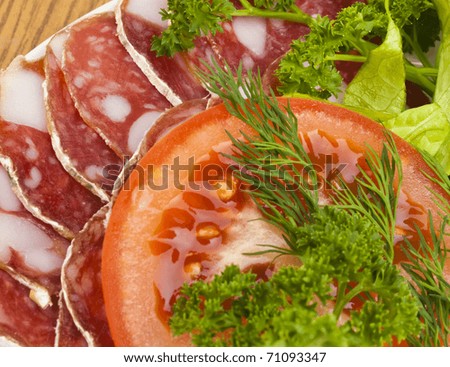 Similar – Image, Stock Photo air-dried sausages Food