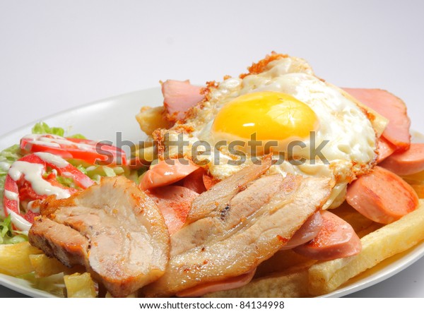 Salchipapa, Peruvian Grilled And Sliced Fresh Pork Sausage, Potato Fry ...