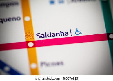 Saldanha Station. Lisbon Metro Map.