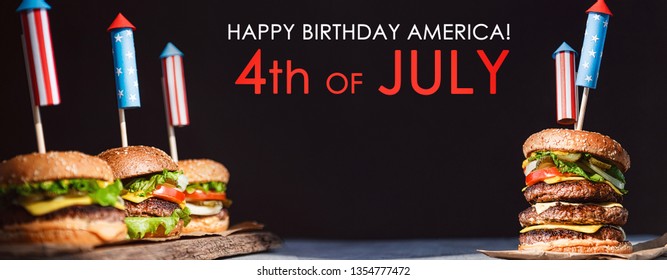 sale and discounts of burgers and fast food in honor of the celebration of Independence Day