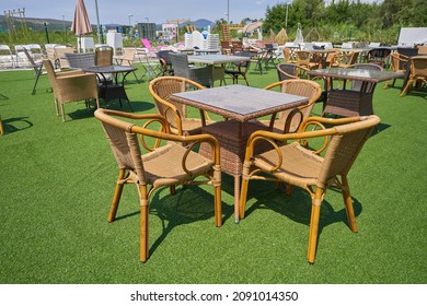 Sale Of Outdoor Furniture In A Warehouse Outside.