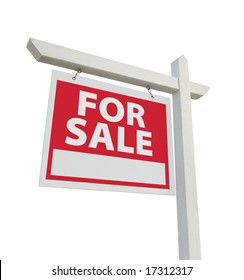 For Sale Real Estate Sign Isolated On A White Background.