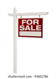 For Sale Real Estate Sign Isolated On A White Background - Facing Right.