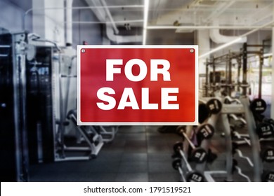 For Sale Sign Of Gym Or Gym Equipment. Possible Closure Of Business.