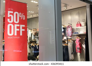 Sale Sign On Cloth Store