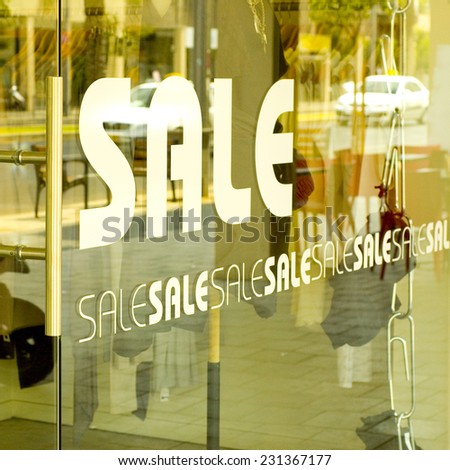 Sale Sign on Glass Window, Instagram Effect