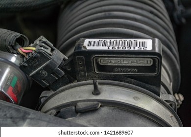 Salem, IL - June 3, 2019: A Mass Air Flow Sensor As Found In A Vehicle