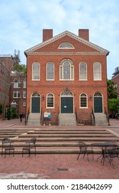 Salem, MA USA - June 12, 2022 - Old Salem Town Hall On A Sunny Summer Day