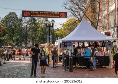 Salem, MA, US-October 14, 2021: The annual Haunted Happenings festival held every October in celebration of the town's history of witch trials and of Halloween. 

