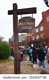 Salem, Massachusetts, United States, October 24, 2015: Tourists Visit The Witch House (Jonathan Corwin House) In Salem, Mass 