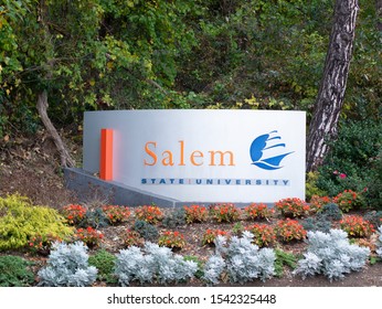 Salem, Massachusetts / USA - October 25 2019: Salem State University Sign