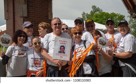 Salem, Oregon / USA - May, 5 2018: Group Of Supporters At Multiple Sclerosis Walkathon 
