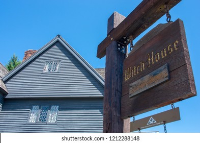 Salem,Massachusetts, USA- July 12, 2018: The Jonathan Corwin House In Salem, Known As The Witch House,