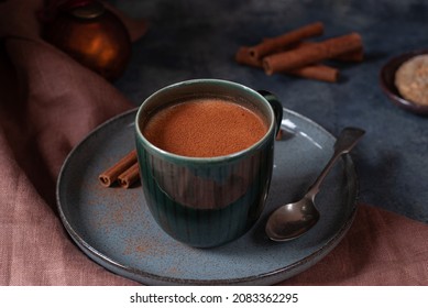 Salep. Turkish traditional drink with cinnamon