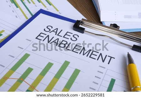 Sales enablement is shown using a text as business concept