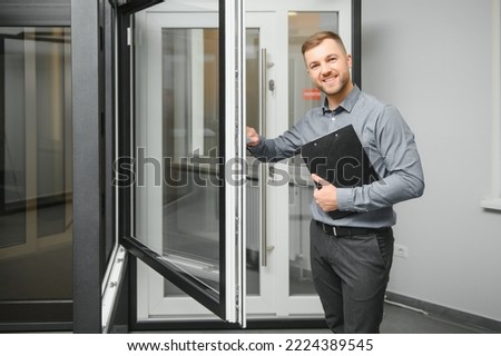 Similar – Image, Stock Photo Door and shop window of abandoned house, image of palm trees, longing, wanderlust and reality
