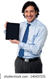 Sales Representative Displaying New Tablet Device For Sale