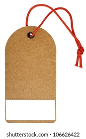 Sales Tag Or Swing Ticket In Rough Brown Card, With Red String, And Perforated Tear Off Sales Label. Please Note This Is Rough Card, And Edges Have Been Left As They Were.