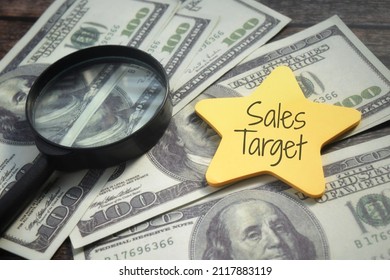 Sales Target Wording With Money. Business Concept