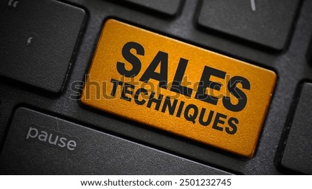 Sales techniques text button on computer keyboard