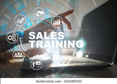 Sales Training, Business Development And Marketing Concept On Virtual Screen.