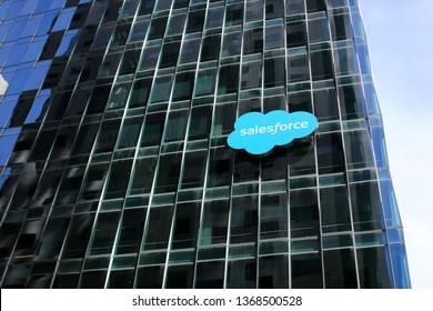 Salesforce.com, Inc. is an American cloud-based software company. Photo taken in San Francisco, CA April 13, 2019.