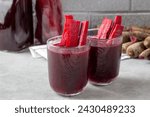 Salgam or fermented beet juice. Popular Turkish drink. Traditional beverage made with water, purple carrot or turnip (juice).