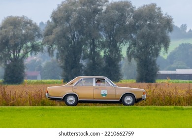 Salgen, Germany - September 25, 2022: 1970 Ford 20m XL 2000s Oldtimer Vintage Car In A Picturesque Landscape.