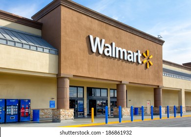 SALINAS, CA/USA - APRIL 8, 2014: Walmart store exterior. Walmart is an American multinational corporation that runs large discount stores and is the world's largest public corporation.