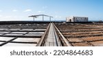 Salinas del Carmen and whale skeleton panorama, Fuerteventura island