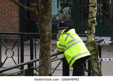 Salisbury, Wiltshire, UK. April 3 2018. The Maltings Shopping Area 1 Month After The Novichok Nerve Agent Attack On Yulia And Sergei Skripal      