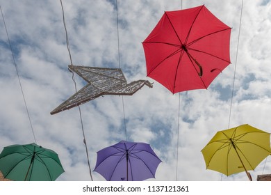 Salisbury/Wiltshire/07/18/18 Umbrella Art Installation The High Street Salisbury