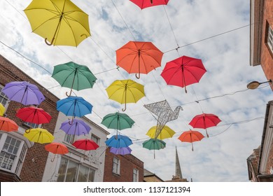 Salisbury/Wiltshire/07/18/18 Umbrella Art Installation The High Street Salisbury