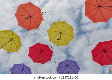 Salisbury/Wiltshire/07/18/18 Umbrella Art Installation The High Street Salisbury