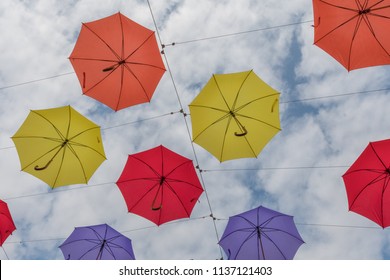 Salisbury/Wiltshire/07/18/18 Umbrella Art Installation The High Street Salisbury