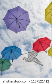 Salisbury/Wiltshire/07/18/18 Umbrella Art Installation The High Street Salisbury