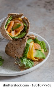 Salmon, Avocado And Egg Tortilla Roll Ups