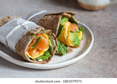 Salmon, Avocado And Egg Tortilla Roll Ups