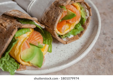 Salmon, Avocado And Egg Tortilla Roll Ups