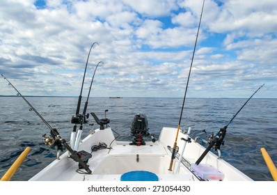 Salmon Baltic Sea Fishing From Small Boat