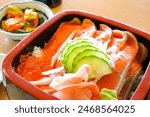 Salmon bowl served at a lakeside restaurant in Lake Tekapo