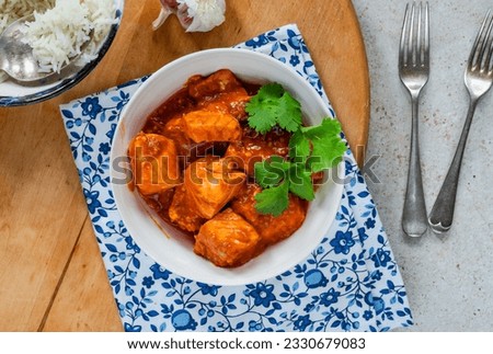 Salmon curry with basmati rice