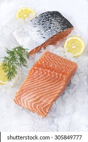 Salmon Fillet On Ice