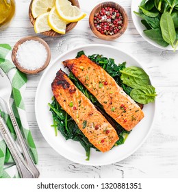 Salmon Fillet With Spinach .