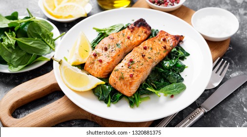 Salmon Fillet With Spinach .