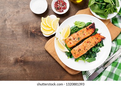 Salmon Fillet With Spinach .