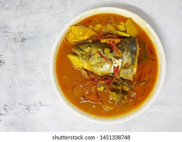 Salmon Fish Head Curry With Tomatoes And Herbs. Top View